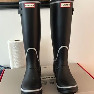 Hunter Original Tall Reflective Outline Rain Boot Black Size 7